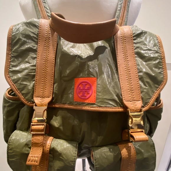 Tory Burch Olive Green and tan back pack - Picture 2 of 5
